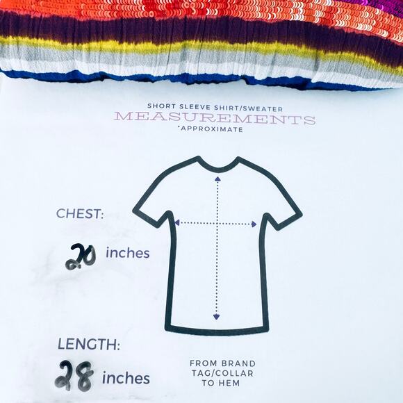 Soft Surroundings Womens Short Sleeve T Shirt Blouse Size L Sequins Stripe Multi - Picture 6 of 6